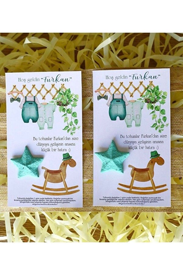 gizemli tohumlar Tohumlu Kart 50 Adet Doğum günü ,Baby Shower,Hediyelik 8X14 CM