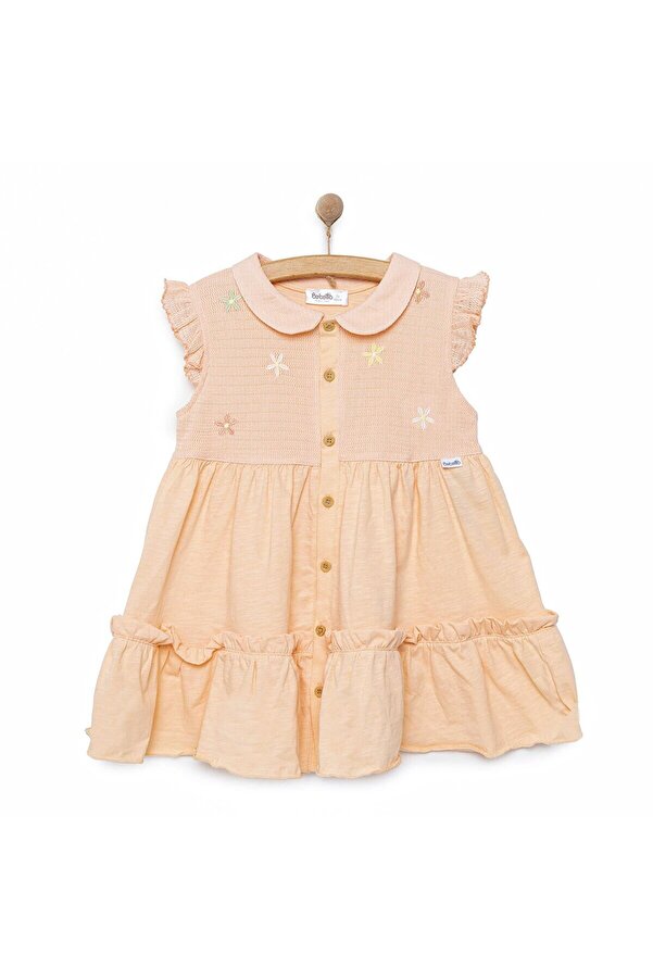 Bebetto Kız Bebek Elbise Pink Pear Bebe Yaka Kısa Kol Somon