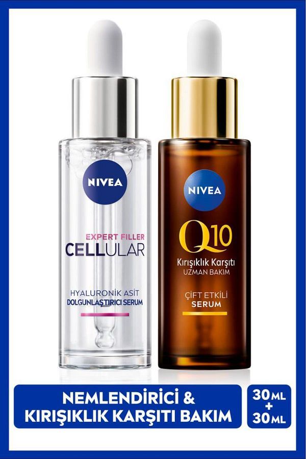 NIVEA-Q10 Anti-Wrinkle Double Effect Skin Serum 30ml and Cellular Expert Filler Moisturizing Serum 30ml 1