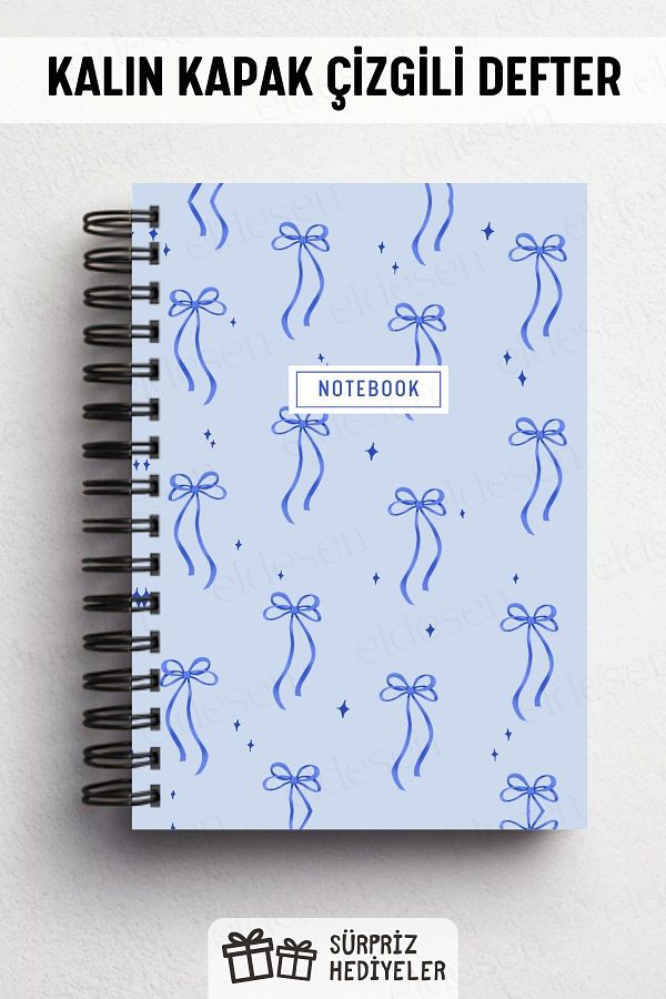 Eldesen Tasarım-Spiral Bound Thick Cover Ruled Notebook, A5 Size 80 Sheets 160 Pages, Lined Notebook 1