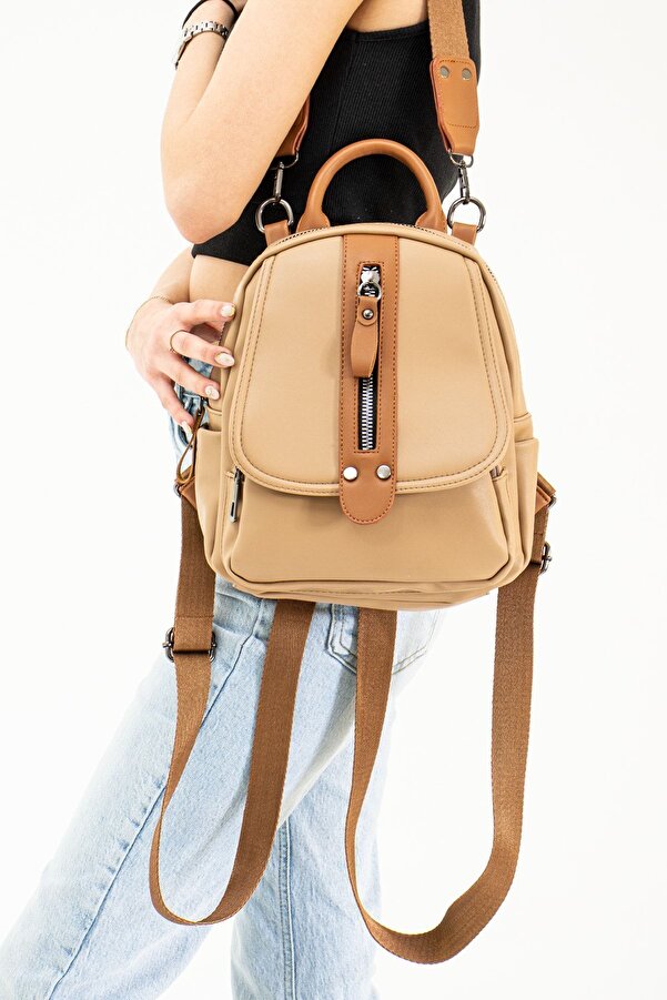 FiONA BAG Kadın Vizon-taba/sırt Ve Omuz Çantası Taşıması Kolay Ve Çok Kullanışlı