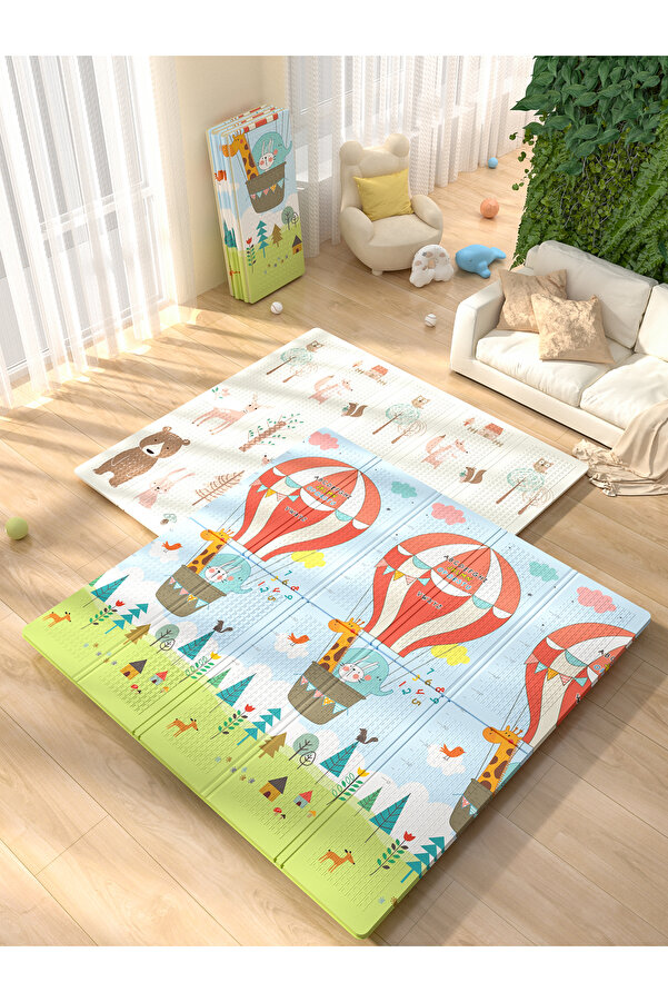 elfobaby Happy Animals Katlanabilir Oyun Halısı (MATI) - Anti Allerjik 160x180x1 Cm (TAŞIMA ÇANTALI)