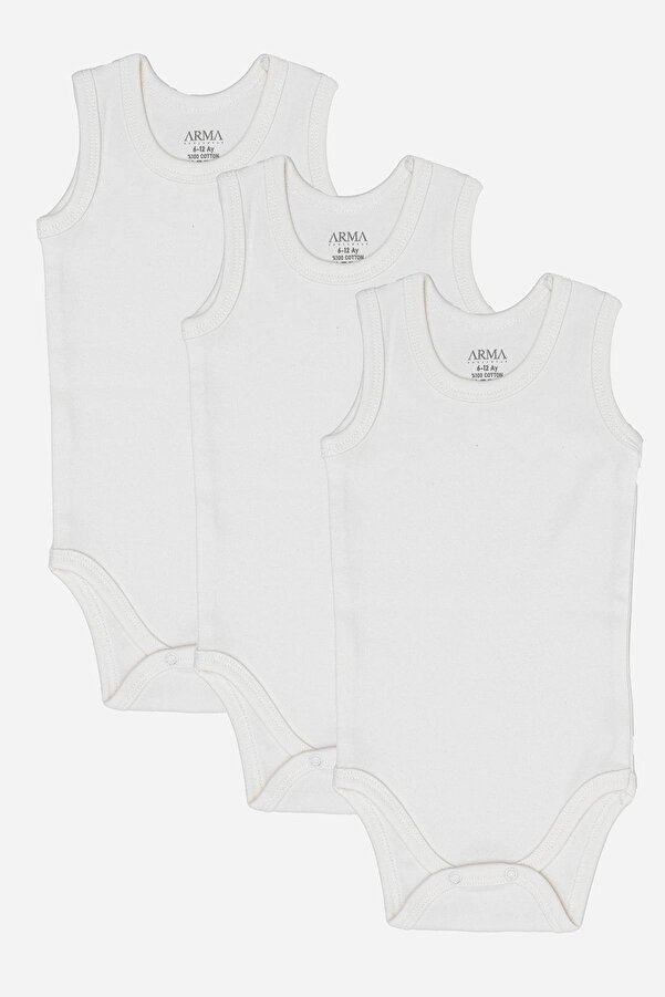 Arma Yıldız %100 Organik Pamuk 3'lü Beyaz Bebek Atlet Çıtçıtlı Zıbın Body
