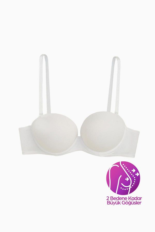 Wonna-Olympos Extra Padding Double Push up Strapless White Micro Bra 2537 1