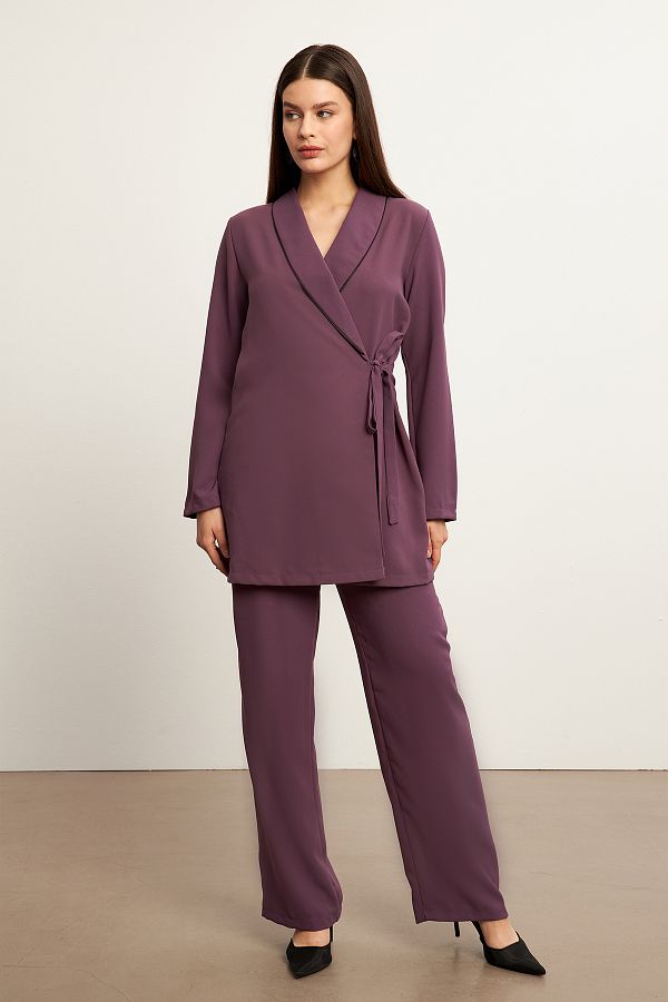 VAVİNOR-Piped Jacket Pants Set - Lilac 1