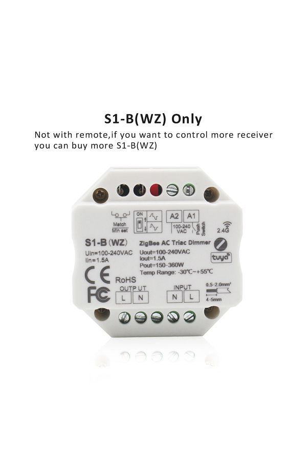 MJJC-S1-B WZ Only Zigbee Tuya LED Dimmer 220V 230V Smart RF 2.4G Push Switch Remote Control AC Triac WIFI 1