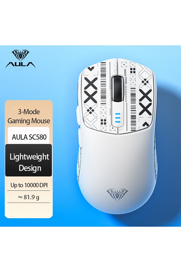 Choice-SC580-White AULA SC580 PAW3325 Sensor Gaming Mouse Tri-mode Rechargeable Ergonomic Bluetooth Mouse 1 1
