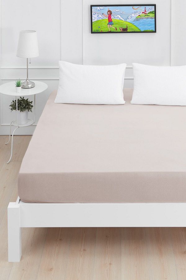 Mislina Home-Roza Baby Kids Elastic Combed Cotton Sheet Beige 1
