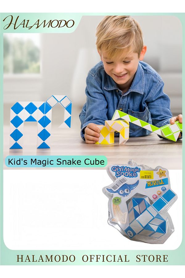 HALAMODO-Kid's Magic Snake Cube Fidget Snake Toy Cubes 3D Puzzle Game Stress Relief Fidget Toy 1