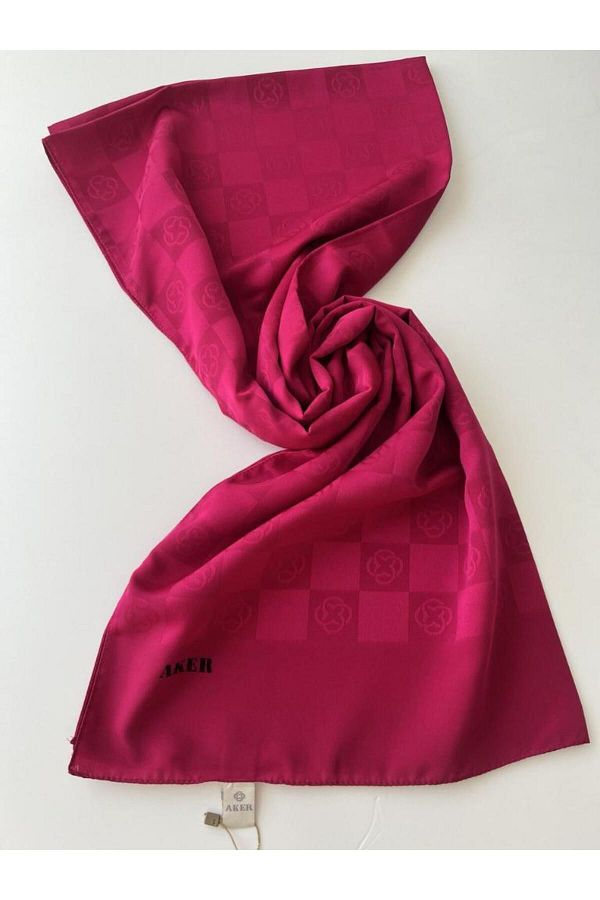 Aker-Fuchsia Checkerboard Monogram Shawl 1
