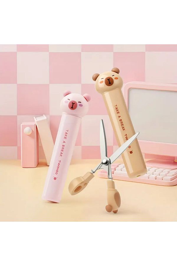 BABUN-1 Pcs Stainless Steel Capybara Paw with Cover Portable Mini Scissors School Scissors Envelope Package Opener 1