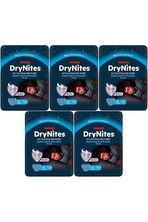 DryNites Emici Gece Külodu/Külot Bez Erkek 13+ Yaş (48-60KG) X Large 100 Adet Mega Pk (5PK*20)
