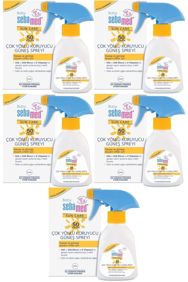 Sebamed Sun Care Bebek Güneş Losyonu Kremi Sprey 50 Faktör 200ml (HASSAS CİLTLER IÇİN) (5 Lİ SET)