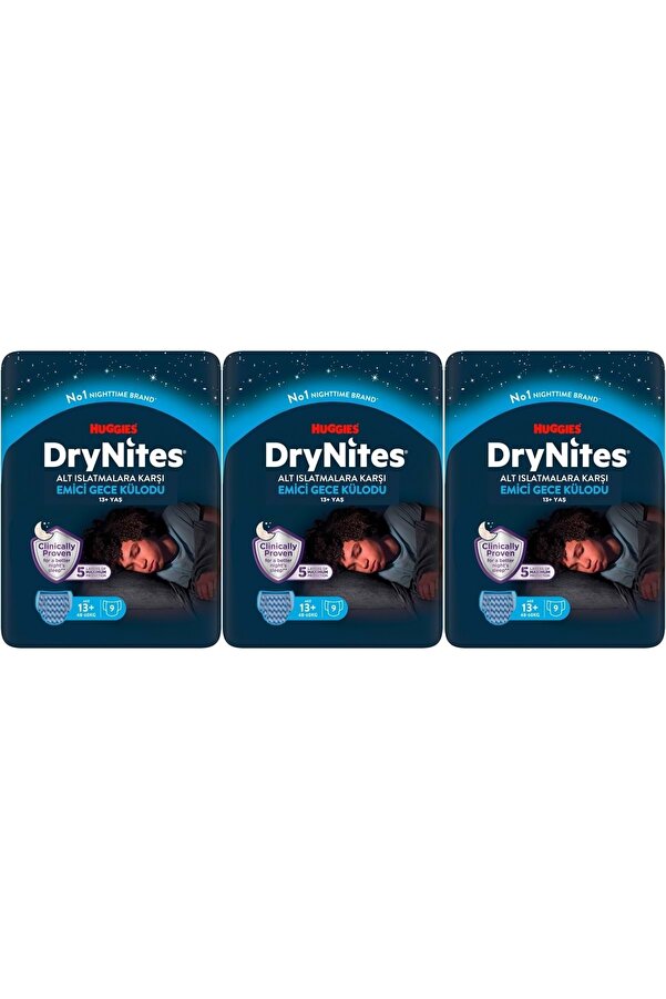 DryNites Emici Gece Külodu/külot Bez Erkek 13 Yaş (48-60KG) X Large 27 Adet (3PK*9)