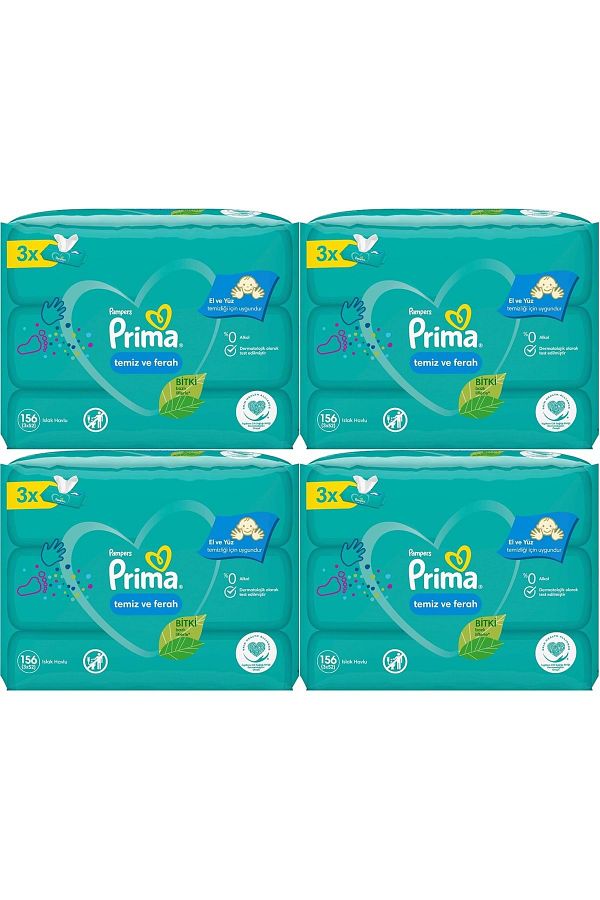 Prima-Clean and Fresh Wet Towel Wipes - Set of 12 (4Pk*3) - 624 Sheets 1