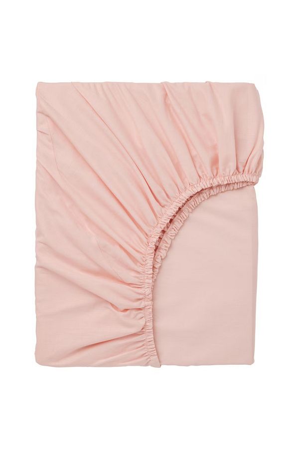 IKEA-DVALA Light Pink Fitted Sheet 160x200 cm – 100% Cotton, Soft, Durable & Breathable 1