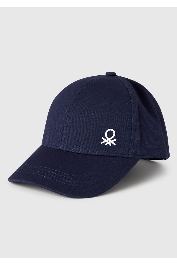 United Colors of Benetton-Boy's Navy Blue Logo Printed Cap Hat 1