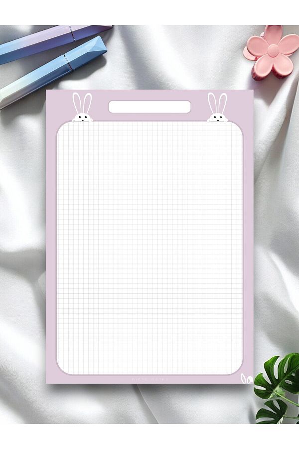 Mirya Notes-A4 Lilac Rabbit Patterned Notepad - Notepad - Notepad (Checked) 1