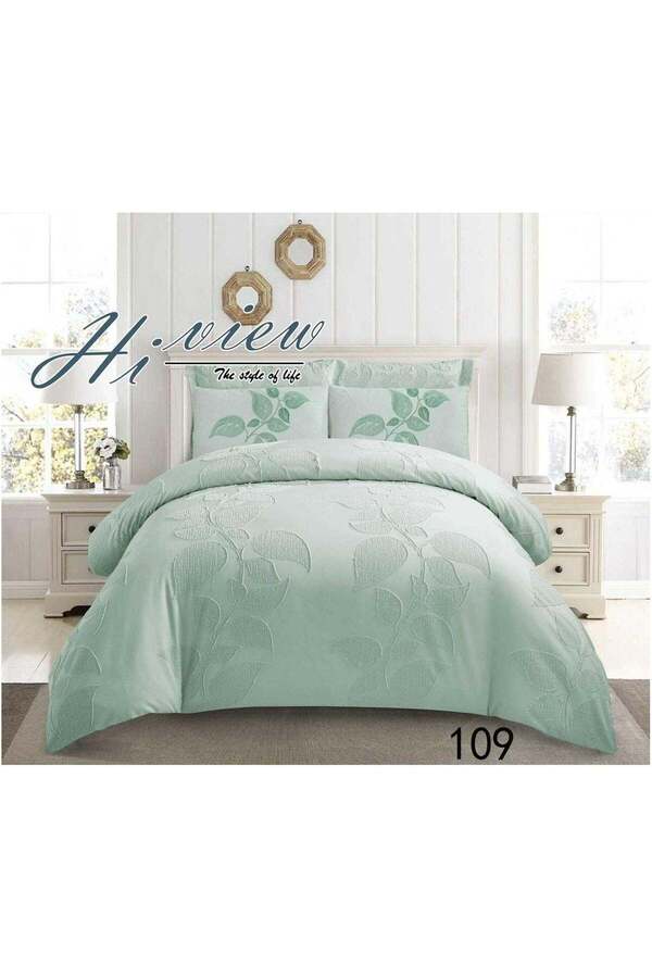 Comfy-KING SIZE LUXURIOUS COTTON EMBROIDERED COMFORTER SET 6PC GREEN 1