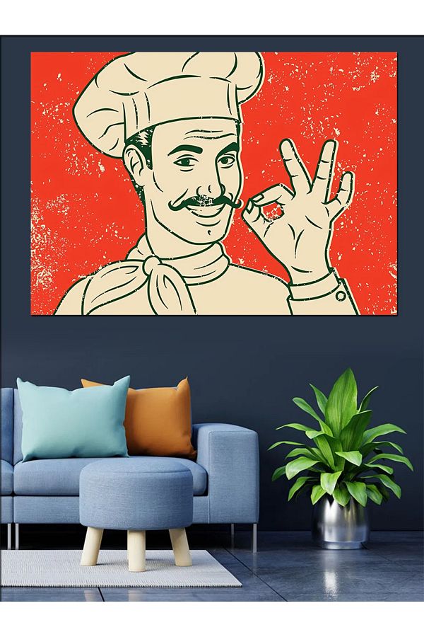 Tablomega-Chef Chef Themed Decorative Canvas - Mdf Wooden Table 1