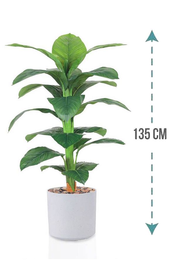 Generic-Artificial banana leaf tree with a plastic cylindrical stand 1