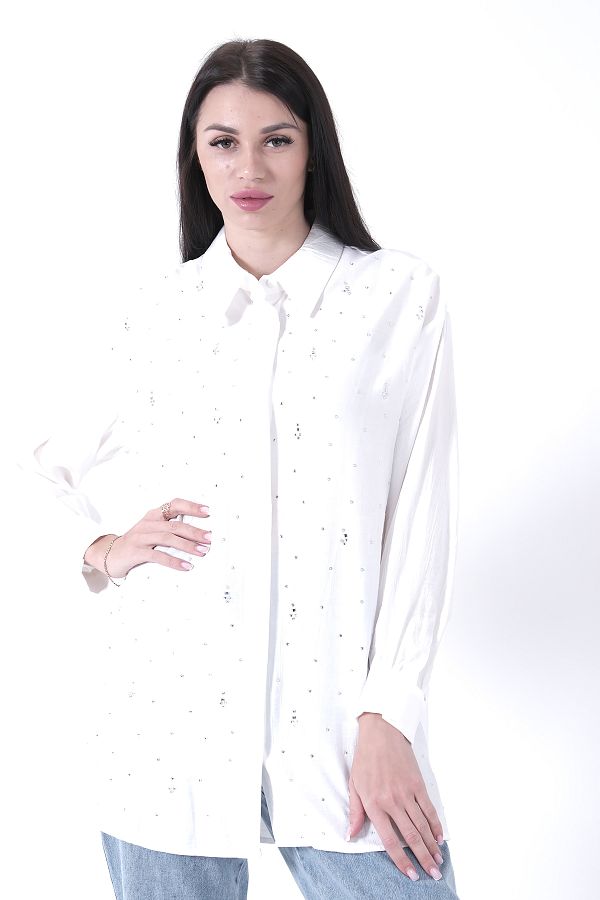 Feminist-Tunic Model with Hidden Buttons by Stone Detail 44510646 1