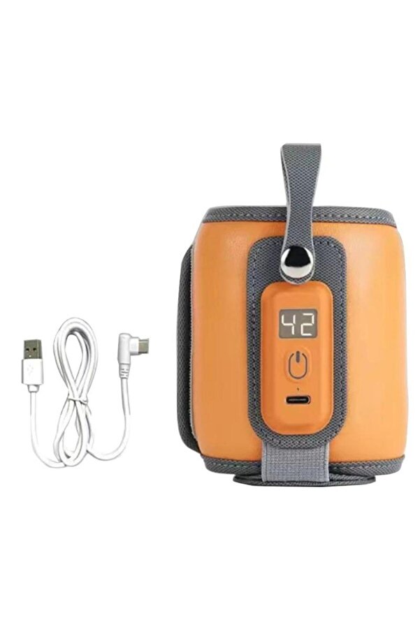 Zigver Hafif Şişe Isıtıcı USB Şarjlı Isıtma Torbası Şişe Süt Isıtıcı Uzun Ömürlü turuncu