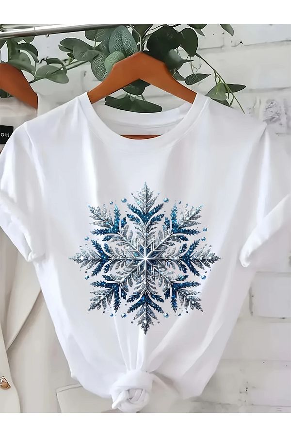 LEIVOR-Ice Crystal Printed Women's Cotton T-Shirt 1