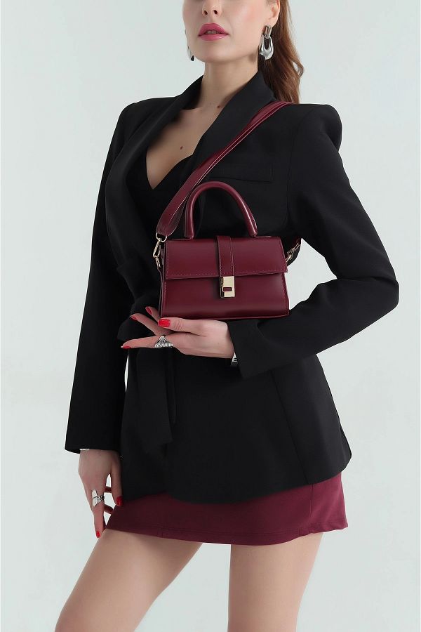 Rosmod-Women's Burgundy Mini Lockable Shoulder Bag 1