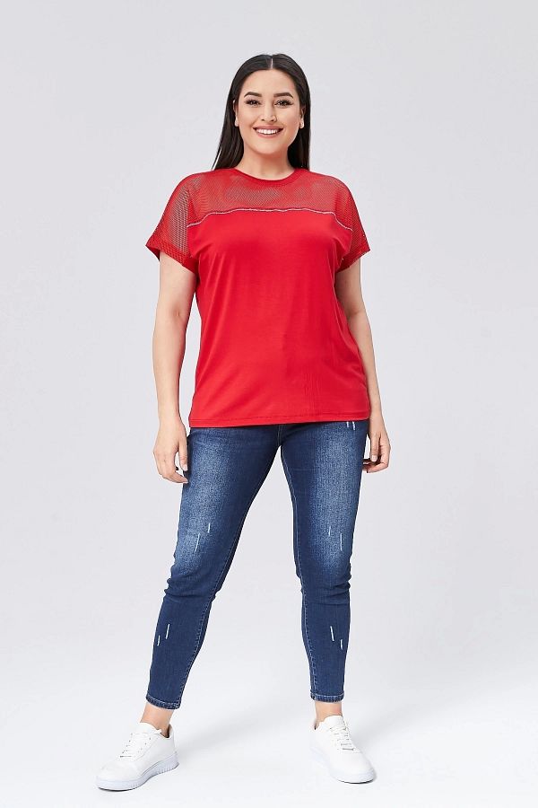 aytemas-Stone Detailed Mesh Garnished Blouse 1