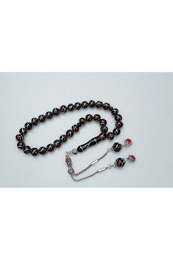 Skygo-Oltu Stone Triple Fountain Nightingale Red Embroidered Rosary 1