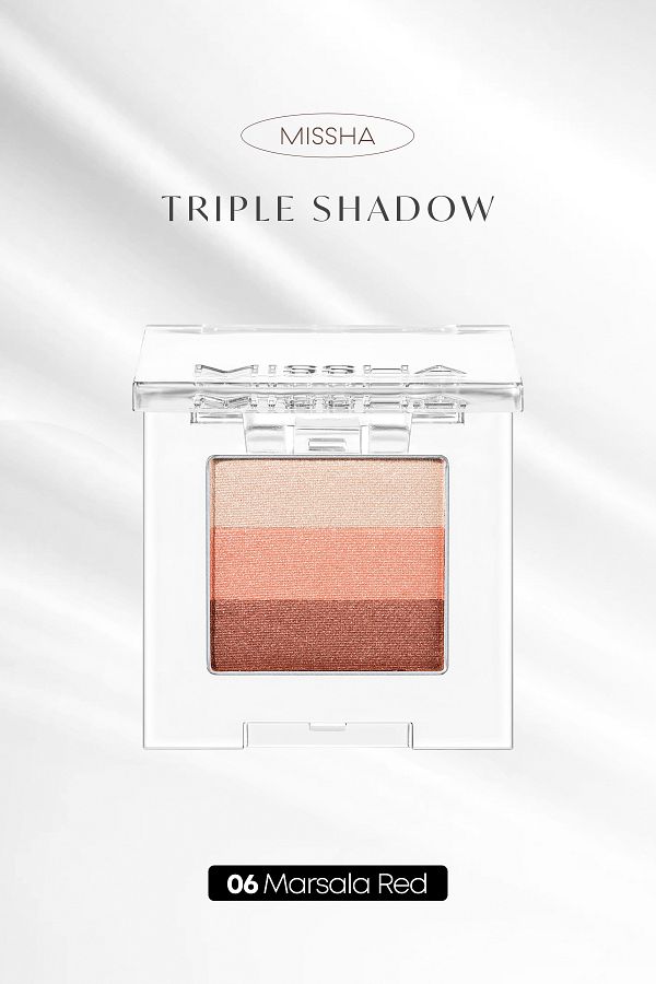 Missha-Soft Textured Triple Shadow Eye Shadow - 3-Color Non-Spill No.6 (Marsala Red) 1