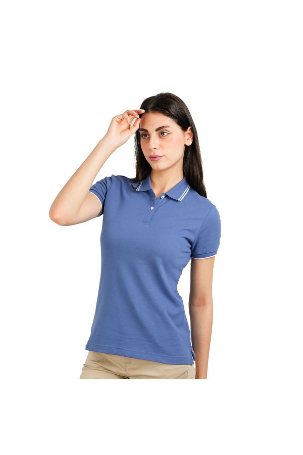 Giordano-Women's Cotton Lycra Slim Fit Solid Polo 1