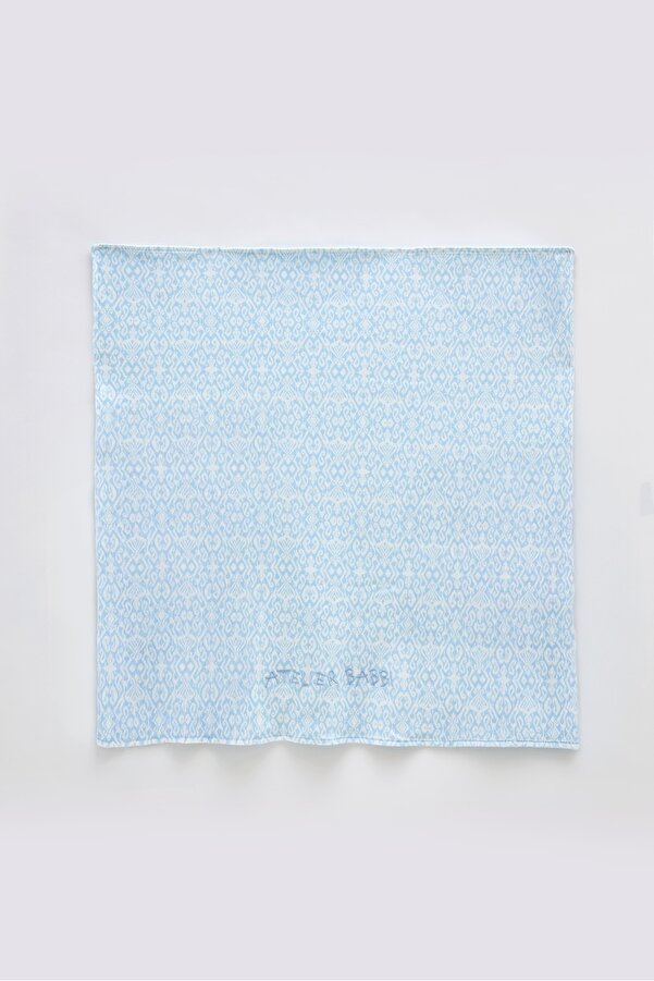 Atelier Babbi %100 Pamuk Çift Taraflı Bebek Battaniyesi - İkat / Mavi