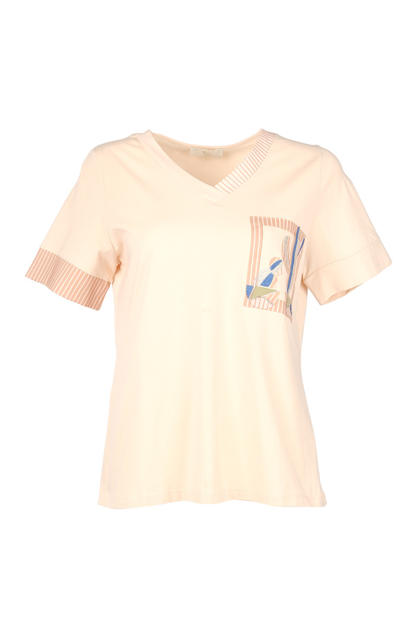 Vedi--bb Tricou minimalist pentru femei cu decolteu în V și mânecă scurtă - Pentru combinațiile dnei casual 1