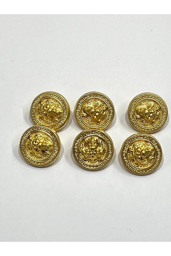 karantuhafiye-Lion Model Metallized (Plastic) Button Set / Set of 6 / 1.8 cm / Gold 1