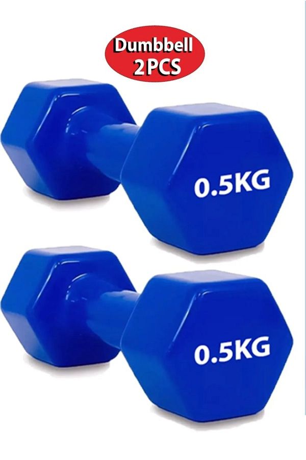 Fitness World-Small hexagonal dumbbell set of two pieces weighing 0.5 kg each 11x5x5cm 1