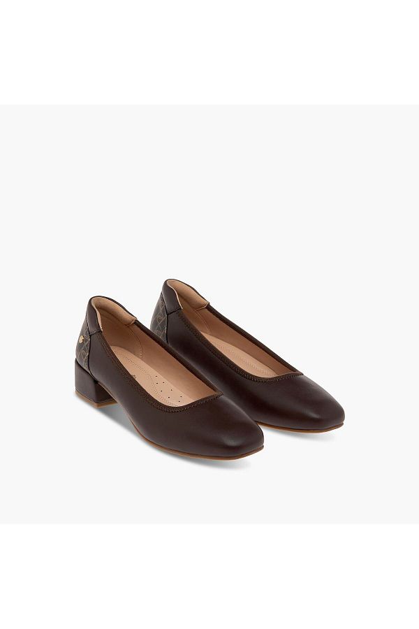 Paprika-Solid Slip-On Pumps with Block Heels 1