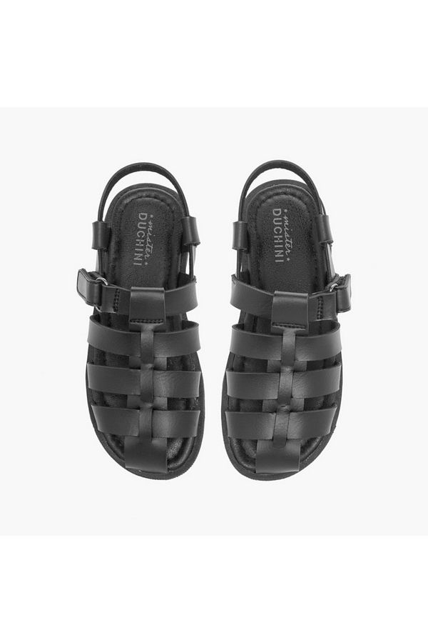 Mister Duchini-Solid Cage Sandals with Hook and Loop Closure 1