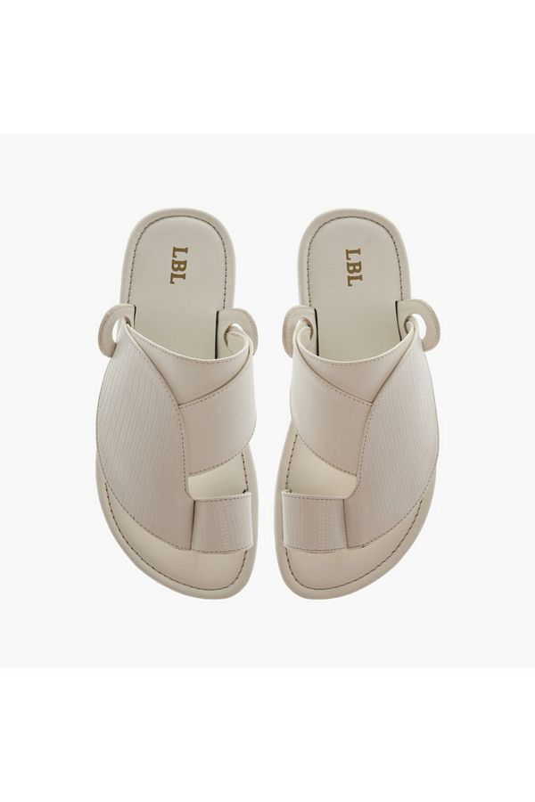 LBL by Shoexpress-Textured Slip-On Arabic Sandals with Toe Loop Detail 1