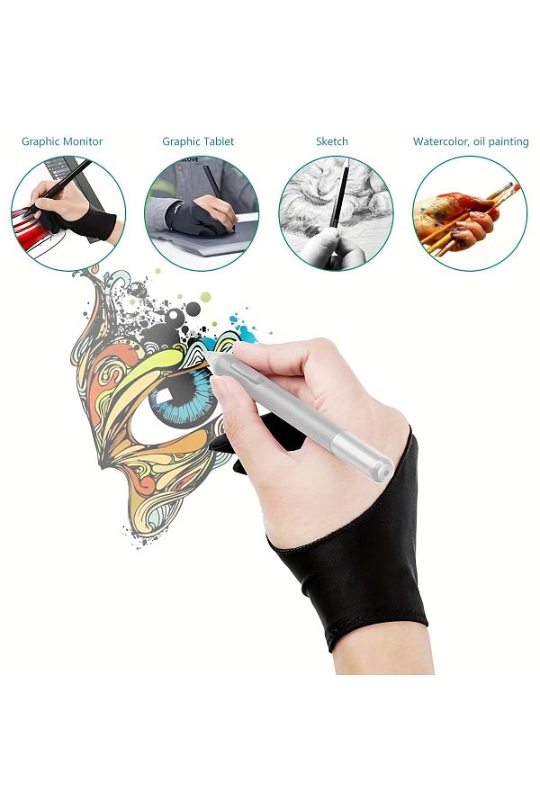 GlassySKY-Medium-Sized-Right Left Hand Fit Elastic Breathable Drawing Glove,Sketching Graphics Tablet,Painting,Art,Painter 1