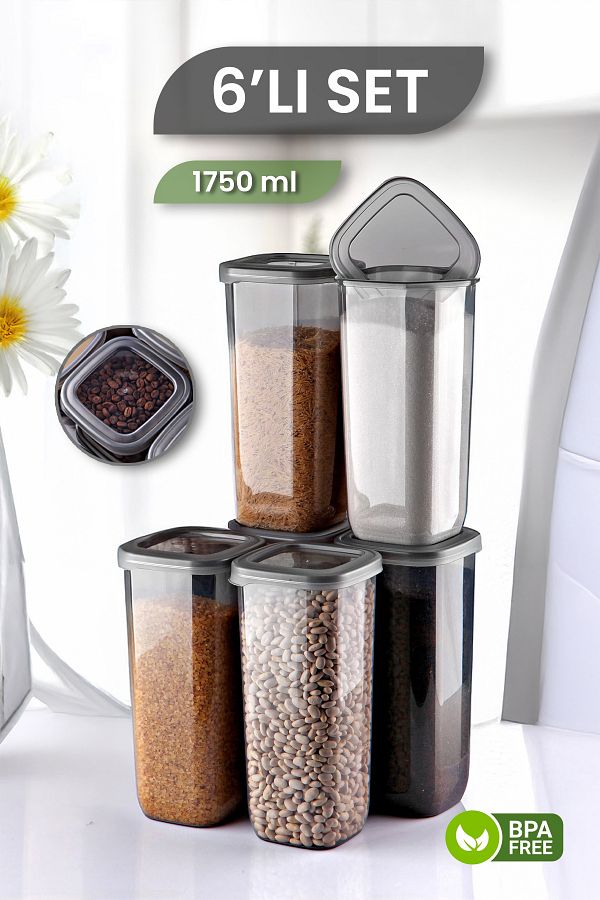 MYBOX-6-Piece Jumbo Size Square Food Set - 1750 ml with Leakproof Lid 1