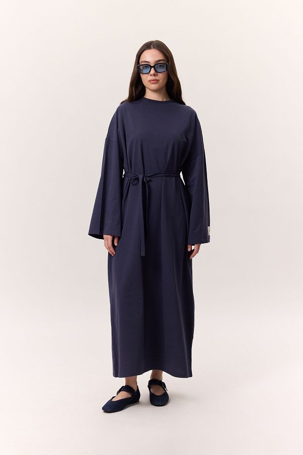 Manuka-Übergroßes langes bequemes Kleid Marineblau 1