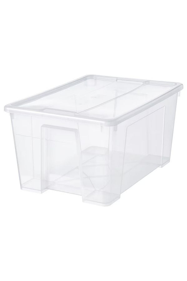 IKEA-صندوق ساملا مع غطاء - شفاف، 57×39×28 سم، حل تخزين سعة 45 لترًا 1
