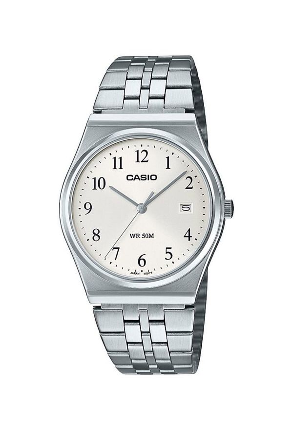 Casio-Casio Men's Analog Quartz Watch with White Dial and Stainless Steel Strap MTP-B145D-7BVDF 1