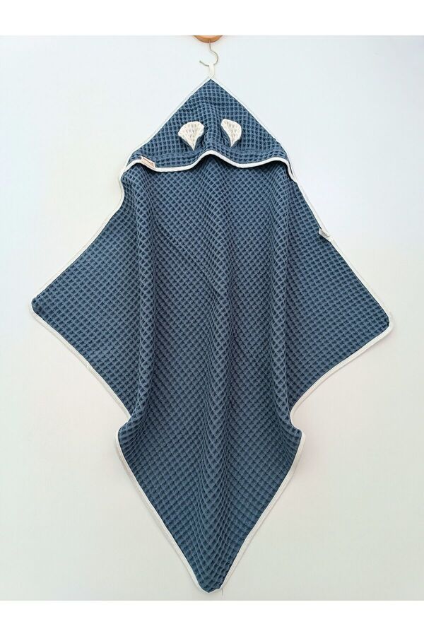 Tomuycuk Lacivert Pike Bebek Battaniyesi Doğal Organik Uyku Çift Taraflı Bebek Havlu Örtü Yenidoğan Mevsimlik