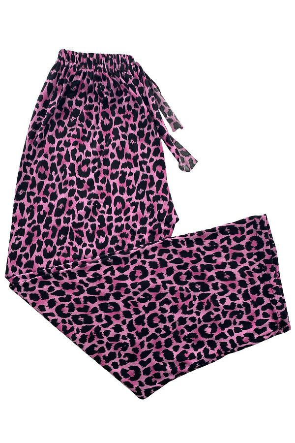 DoDe Flora-Pantaloni de pijama de damă negri cu imprimeu leopard Milan -3010 1