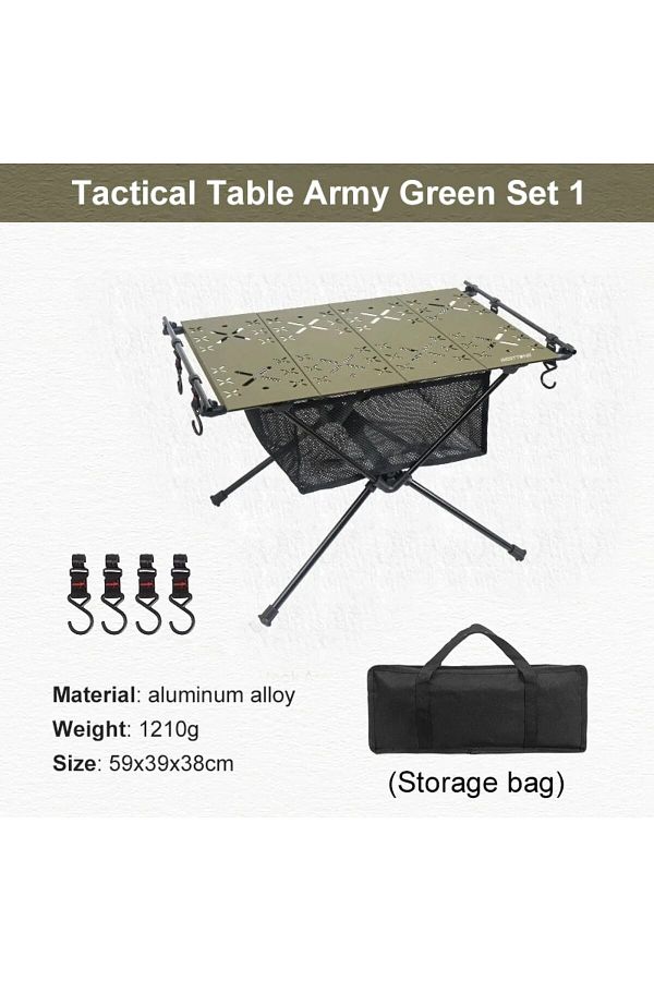 WEST TUNE-Army Green Table Set WESTTUNE Camping Folding Table Portable Aluminum Alloy Lightweight Table with A 1