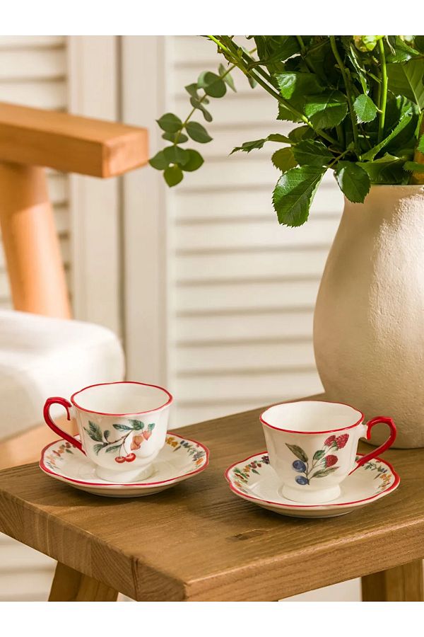 LC Waikiki-Lcw Home Mixed Printed 2-Person Porcelain Coffee Cup Set 90 ml 1
