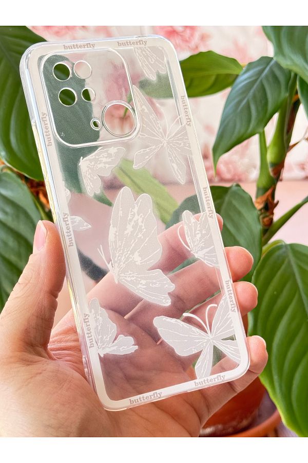Fibaks-Redmi 10C Compatible Case Designed Patterned Camera Protection Transparent Butterfly Flexible Soft Silicone Cover 1